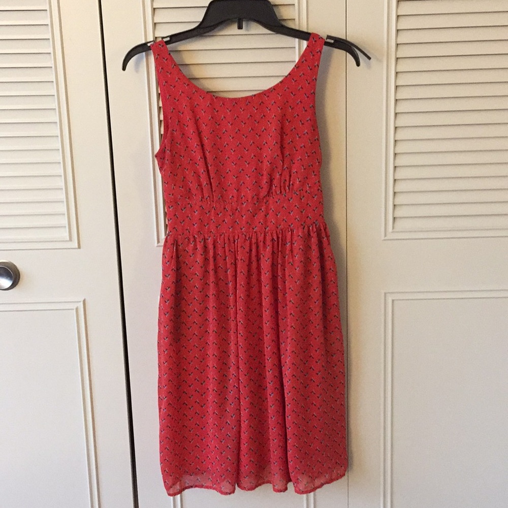 Maurice's peach and navy patterned dress